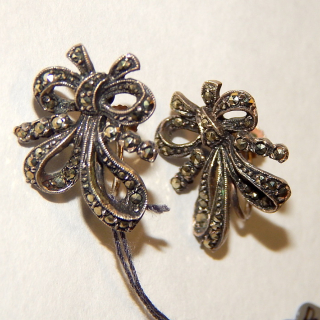 Sterling Silver and Marcasite screw on earrings