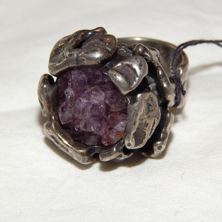 1960's Silver and Amethyst Designer Ring