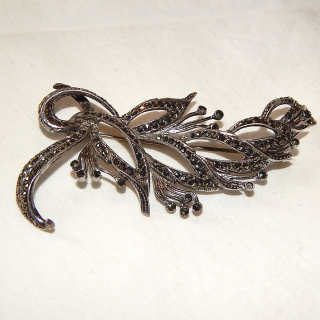 Large Stg Silver and Marcasite brooch