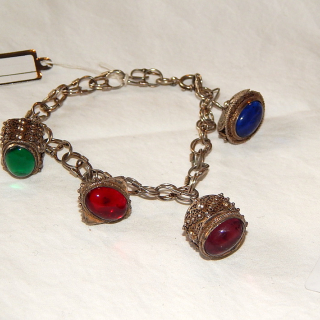 Vintage Silver bracelet with 4 pendant drops