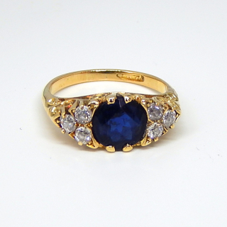 Antique 9ct Gold Sapphire and Diamond Ring