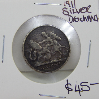1911 Greece Drachma Coin
