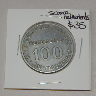 Scarce Netherlands 100 Boordgeld coin
