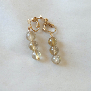 Rutilated quartz Beaded Clip on Earrings