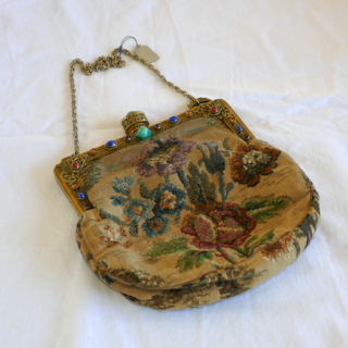 Vintage Tapestry Jewel set Antique Purse
