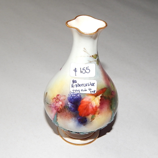 Royal Worcester hand painted leaves and Berry , Vase