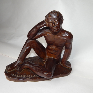 1976 Bronze Frank Szirmay ( 1916-85) Male Figure. Meditiation