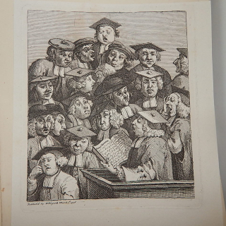 Antique Print , Scholars at a lecture by W.Hogarth