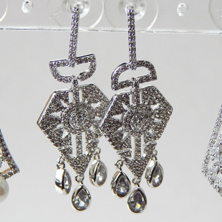 New Crystal Art Deco styled  drop earrings