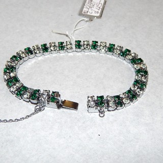 1960's Green and white crystal bracelet