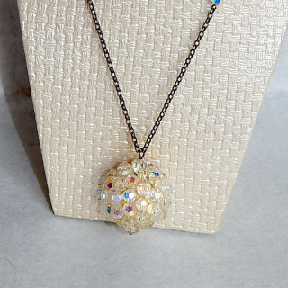 Vintage crystal Ball pendant on Silver chain