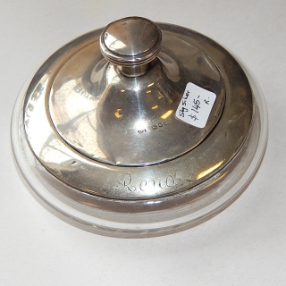 Sterling Silver topped Crystal Powder Bowl 1921