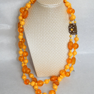 Amber look double string of Vintage Beads