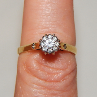 Small 18ct Gold and Diamond cluster ring