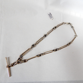 Antique Heavy Sterling Silver Fob chain necklace