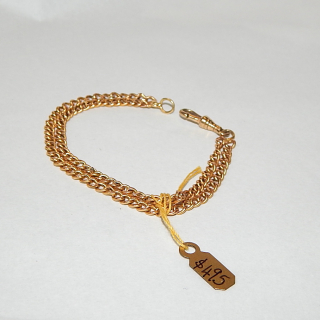 Antique 9ct gold double hollow link chain bracelet