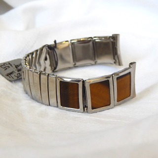 Vintage Gents Tigers Eye expanding watch strap