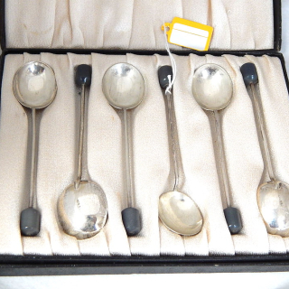 Set of Coffee Spoons Sterling Silver and bakelite