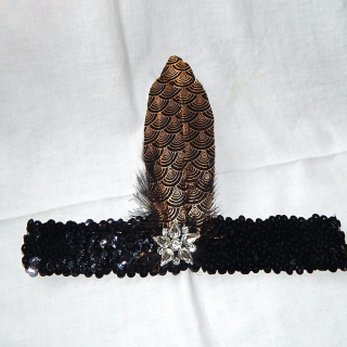 Art Deco Gold and black Duck Feather Headband
