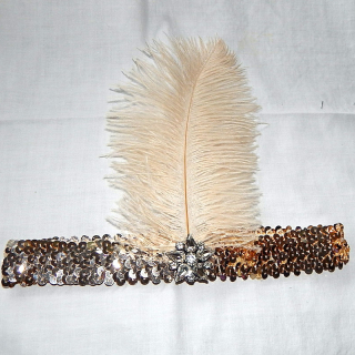Cream Ostrich Feather ART DECO Headband
