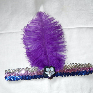 Purple OSTRICH Feather Art Deco headband