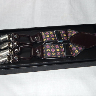 Black Yellow and Purple Suspender Braces