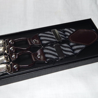 Grey and Black Striped Suspender Braces