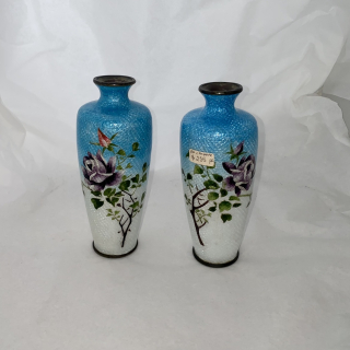 Pair Antique Asian Enamel vases