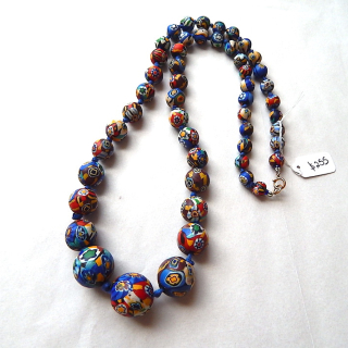 Vintage Millefiori Italian Glass Bead Necklace