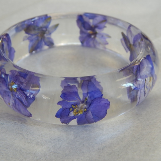 Acrylic Bangle with Pressed Flowers