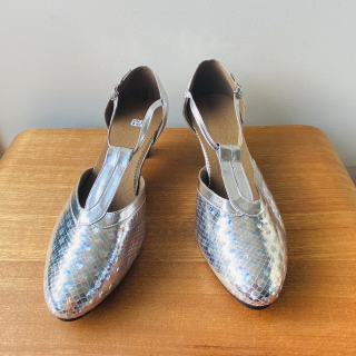 Silver coloured Art Deco Shoes Size 40