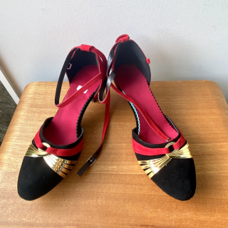 Black , Red and Gold Shoes . Size 40