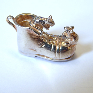 Sterling Silver Boot with Mice Charm