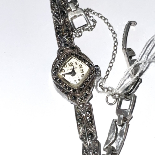 Sterling Silver & Marcasite Ladies Wrist Watch