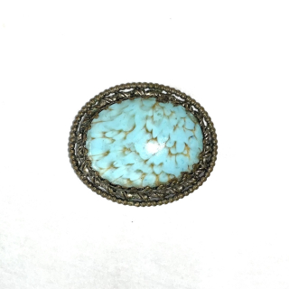 Oval glass Turquoise look BROOCH