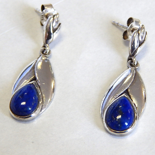 Sterling Silver Lapiz  Lazuli Drop Earrings