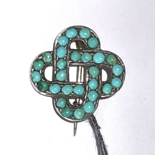 Antique Little Silver and Turquoise Brooch