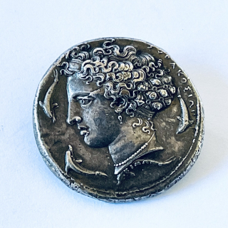 Antique Decadrachm  Silver Coin Brooch