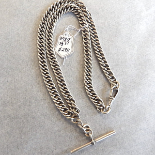 Heavy Sterling Silver Curb Link Fob Chain