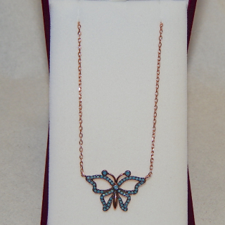 Sterling Silver in Rose Gold Plate Butterfly Necklace