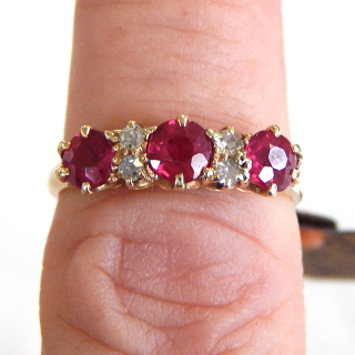 Ruby and Diamond 7 stone Ring