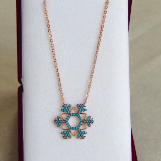 Sterling Silver in Rose Gold Plate Snow Flake Necklace