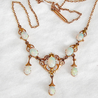 9ct Gold and Solid Opal Victorian Necklace.