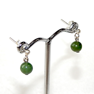 5mm Greenstone Bead Sterling Silver earrings