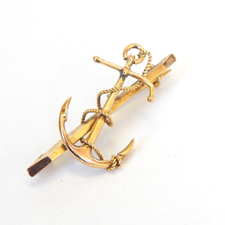 9ct Gold Anchor Antique Brooch