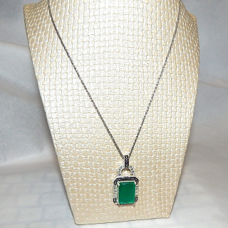 Sterling Silver Necklace with Glass Pendant