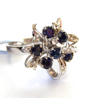Vintage Sterling Silver and Sapphire Ring
