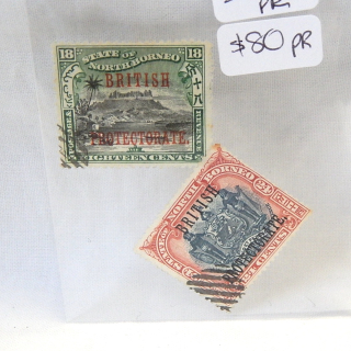 x2 North Borneo Stamps