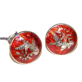 Siam Silver and Enamel screw on earrings