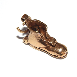 9ct Gold Boot Charm with Wedding Couple inside